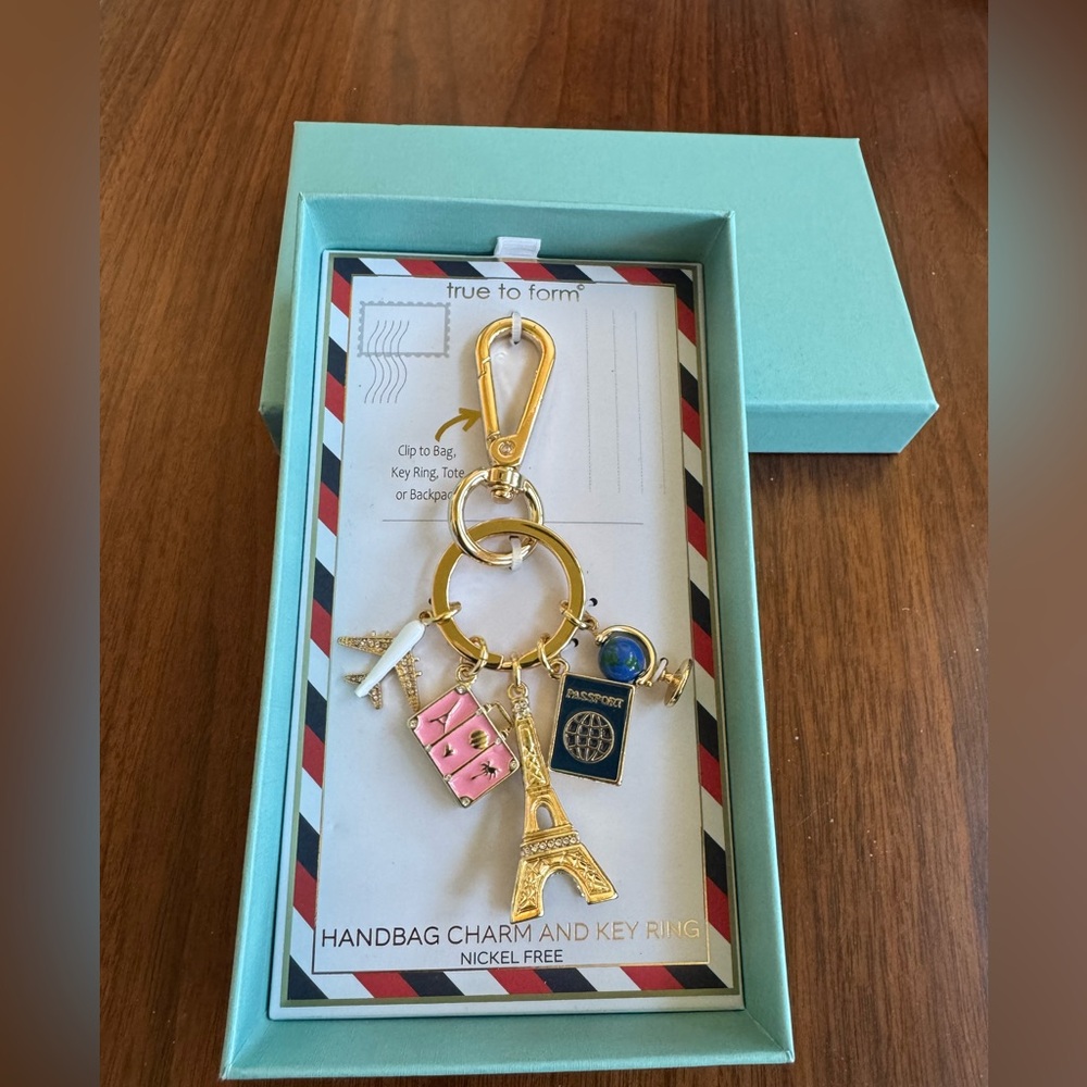 True to Form Handbag Charm and Key Ring for the avid traveler!